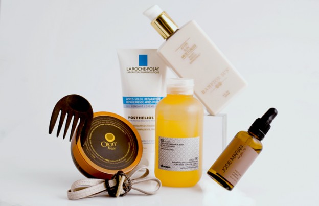 fashion daily mag beauty bits... AFTER sun care for hair and body Josie Maran, La Roche Posay Posthelios, Ojon, Davines after sun shampoo and wash, photo by rodin banica