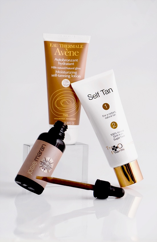 ORGANIC PHARMACY self tan + AVENE self-tanner + JOSIE MARAN bronzing agran oil 